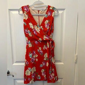 lavender brown red flower dress sz small